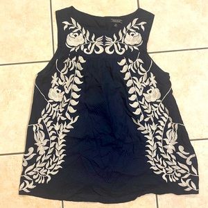 Lucky Brand Navy Embroidered Tank Medium